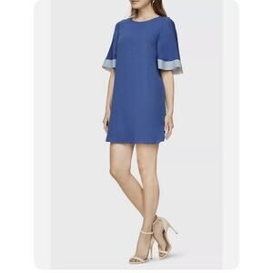 BCBGMAXAZRIA Philippa Color-Blocked Shift Dress Vintage Blue Combo Size S NWT